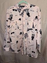 Karl Lagerfeld Paris Women’s Button Down Sketch Shirt. Size Medium Photo 0