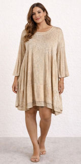 HAH Hot‎ as Hell Cream Crushed Velvet Bell Sleeve Mini Dress FLAW Womens Large Photo 0