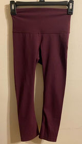 Women's Lululemon Maroon Straight Leg Cropped Mid-Calf Leggings Size Small Photo 0