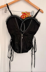 Oh Yes Bustier Black Goth‎ Dark Feminine Vampire Victorian Small Top Photo 0