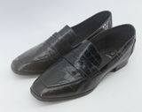 Aldo Black Croc Embossed Leather Penny Loafers Square Toe Flat Shoes Womens 8.5 Photo 0