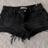 Zara Black Jean Shorts Distressed High-Waisted Photo 0
