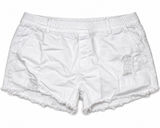 Aerie Pull On Elastic Waist Distressed Cut Off White Denim Shorts Medium 3 Inch Photo 0