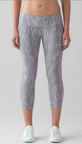 Lululemon Wunder Under High Rise Crop 21" Leggings‎ Womens Sz 4 Silver Jacquard Photo 0