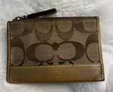 COACH Brown Signature Canvas Coin purse with Keychain Photo 0