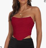 Wine Red Corset Crop Top Photo 0