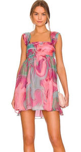 Amanda Uprichard Cindylou Dress in Mystic Swirl Revolve Mini Size Large L Photo 0