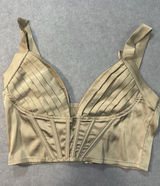 Windsor Satin Pleated Bustier Corset Crop Top Champagne Gold Photo 0