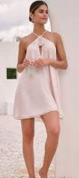 By Anthropologie Mermaid Mini Dress Blush Pink Small NWT‎ Photo 0