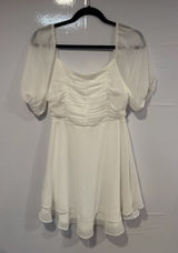 White Puff-Sleeve Altar’d State Mini Dress Photo 0