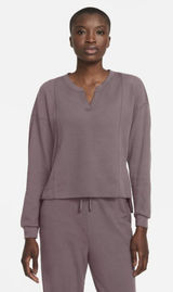 Nike Yoga Dri-Fit Luxe Cover-Up Shirt Women Long Sleeve Henley Size Medium Knit Photo 0