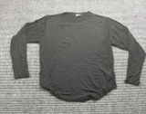 Womens Black Long Sleeve Round Neck Curved‎ Hem Viscose Blend Top Athleisure XXL Photo 0
