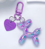 Boutique NEW Iridescent Purple Balloon Dog Keychain Purse Charm Y2K‎ Photo 0