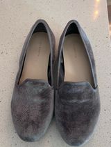 Liz Claiborne Gray Velvet Smoking Loafers 90s Minimalist Flats Size 7.5 Photo 0