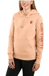 Carhartt Relaxed‎ Fit Hoodie Womens Large Peach Sweatshirt Logo Sleeve Photo 0