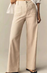 Maeve Anthropologie Colette High Rise Wide Leg Pants Beige Size 31 Photo 0