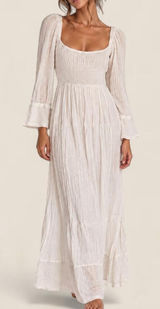 Free People White cotton Crinkle Maxi Dress Open Back Romantic Boho Fairycore XS Photo 0