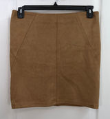 Charlotte Russe tan‎ faux suede pencil zip mini skirt business casual neutral L Photo 0