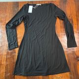 Reformation Jaelynn Knit Dress Black Long Sleeve Mini Boat Neck XS 1314131BLK0XS Photo 0