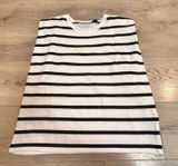 FRENCH CONNECTION Striped T Shirt Top White Black Cotton Classic Boxy Fit Large Photo 0