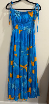 Hutch Anthropologie Size Medium Blue Floral Flynn Maxi Dress Resort Vacation Photo 0
