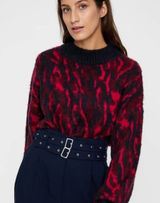 Y.A.S. Yasollie Knit Sweater Pink Grey Abstract‎ Animal Print Mock Neck Small Photo 0