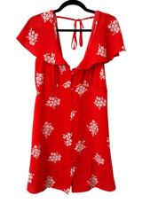 ASOS DESIGN Flutter Sleeve Floral Mini Dress Red Sz 10 Photo 0