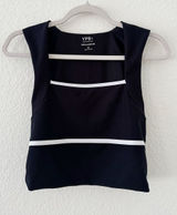 Abercrombie YPB sculptLUX Cutout Cropped Tank Top Black White Size M Photo 0