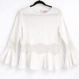 Tizzie Crochet Lace Blouse Women‎ Small White Bell Sleeve Boho Cottagecore Top Photo 0