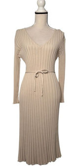 DISSH Beige Ribbed Knit Midi Dress Size L Photo 0