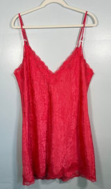 Victoria’s Secret Y2K Red Pink Lace Trim Slip Dress Size L Valentine’s Day Photo 0