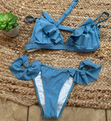 BLUE RUFFLE BIKINI SET Size L Photo 0