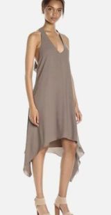 BCBG MAXAZRIA Spanish Moss Halter Asymettrical Open Back Chiffon Dress (NWT) Photo 0