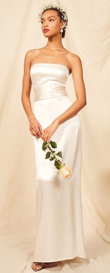 NEW Reformation Giotto Ivory Silk Gown Maxi Wedding Dress Strapless Size 6 Photo 0