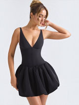 Oh Polly Anahita Black Bubble Hem Lace Up Corset Mini Dress US 2 Photo 0