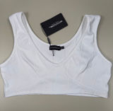 PrettyLittleThing White Ribbed Crop Tank Top Women’s US 12 NWT Photo 0