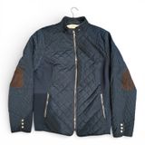 Quilted Moto Jacket Sherpa Lined Y2K Equestrian Elbow Patch Navy 1X Cavalini‎ Photo 0