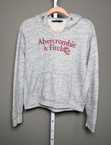 Abercrombie & Fitch Floral Logo Crop Hoodie Gray Heather S Soft Girl Athleisure Photo 0