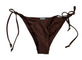 Shade & Shore String Bikini Bottom Women's XS Brown Beaded Low Rise High Leg NWT Photo 0