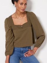 Nation LTD XS Pascale Top Lagoon Olive Boxy Relaxed Square Neck Photo 0