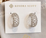 Kendra Scott Krista Lace Huggie Earrings Silver Filigree Openwork NWOT Photo 0