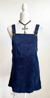 Corduroy Overall Dress Vintage Inspired Cottagecore‎ Indie Sleaze Grunge Blue XS Photo 0
