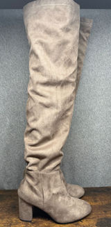 Rouge Helium Taupe Faux Suede Over The Knee Boots Size 10 Block Heel Slouchy Photo 0