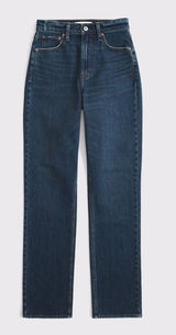 Abercrombie Curve Love Ultra High-Rise 90s Straight Jeans Dark Wash Photo 0