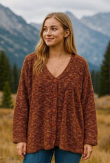 Venezia Vitale‎ Rust Orange Knit Button up Wool Blend Cardigan Cozy Cabincore 3X Photo 0