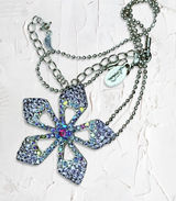 614. Cookie Lee Purple Flower Necklace Silvertone Photo 0