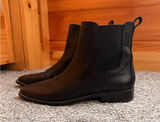 J.Crew Womens Black Leather Chelsea Ankle Boots Pointed Toe AB131 Low Block Heel Photo 0