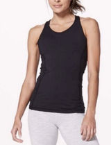 Lululemon Stash N Run Tank Top Built In Bra Size 4 Black Criss Cross Pockets Photo 0