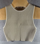 157 | Babaton Sculpt Knit Ribbed Cropped Tank Beige Womens S Photo 0