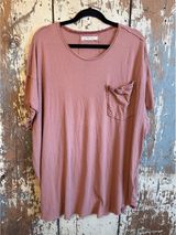 Free People Oversized “Take it Easy” pocket t-shirt dusty pink size medium Photo 0
